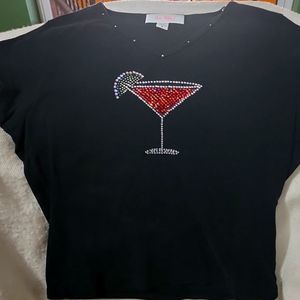 NWOT "Cosmo Girl" Swarovski Crysal Novelty Tee Sz S